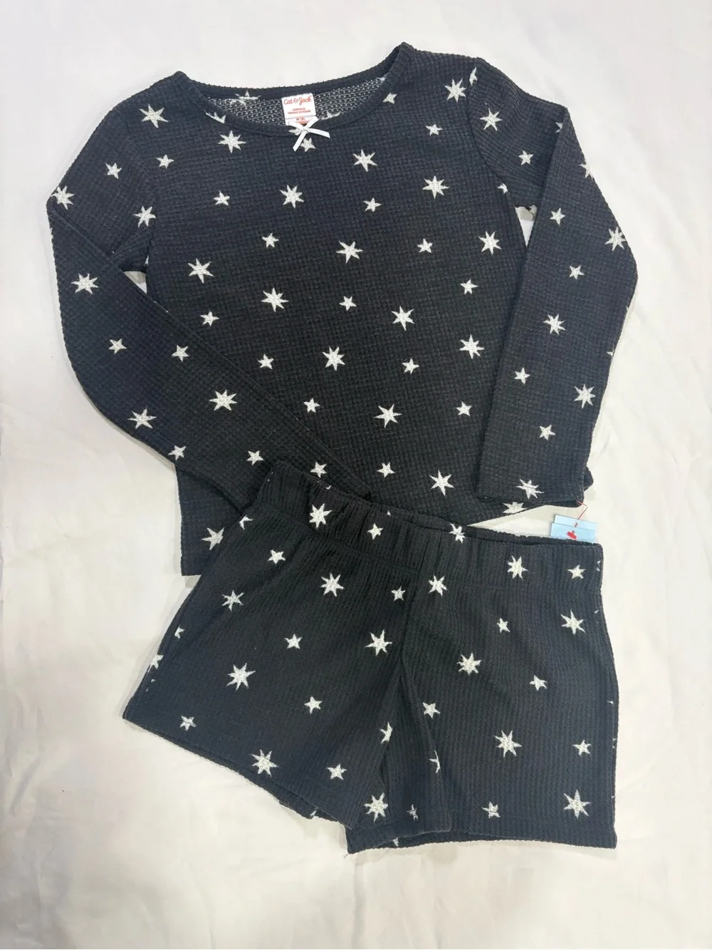Cat & Jack Navy Star Waffle Knit Pajama Top & Shorts